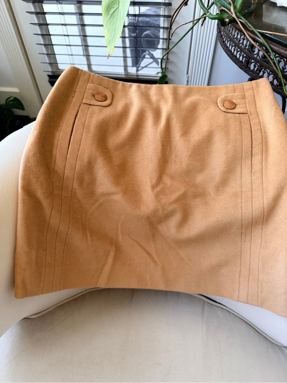J Crew Classic Camel Mini Skirt - Women's Camel Suede Look